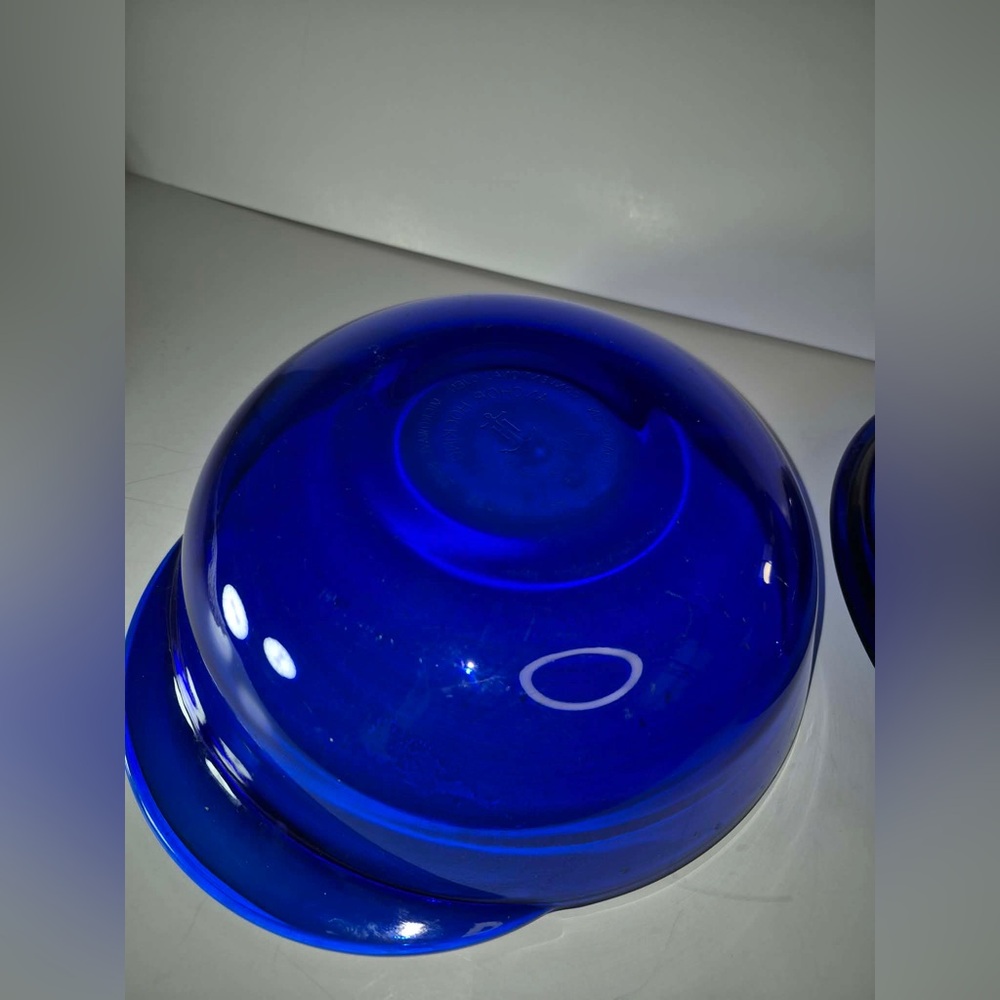 Vintage Blue Cobalt Glass Round Baking Dish with Lid, Handles 2qt Anchor Hocking - Picture 13 of 16